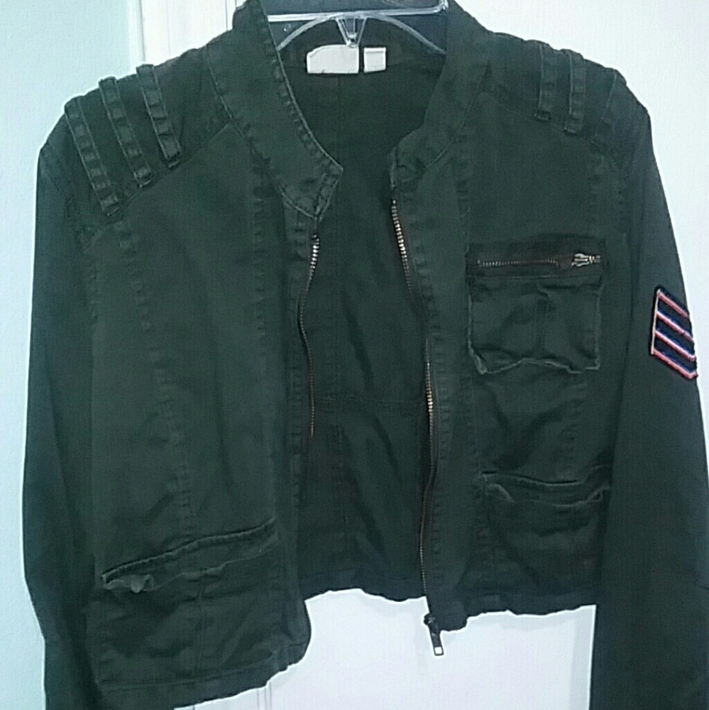 Army green cropped jacket